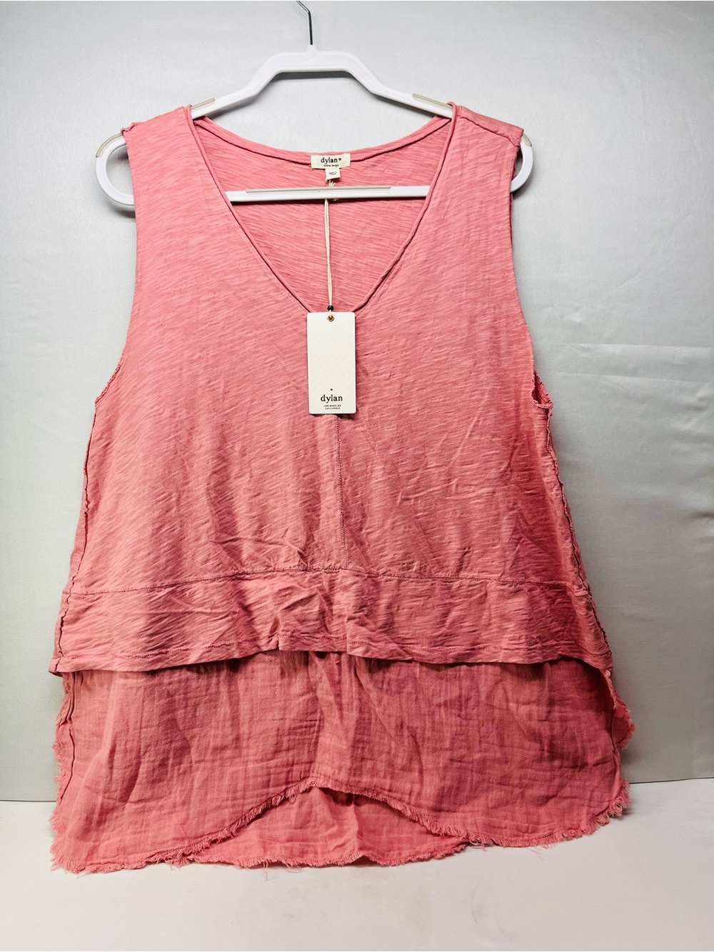 dylan Layered V-Neck Sleeveless high low Top - Dusty Rose